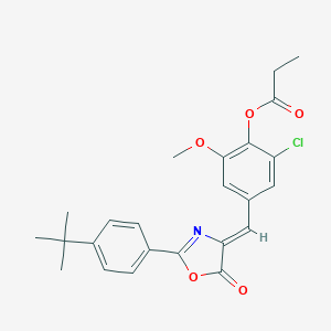 4-[(2-(4-tert-butylphenyl)-5-oxo-1,3-oxazol-4(5H)-ylidene)methyl]-2-chloro-6-methoxyphenyl propionate