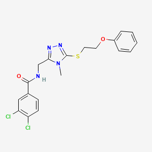 molecular formula C19H18Cl2N4O2S B4163642 3,4-dichloro-N-({4-methyl-5-[(2-phenoxyethyl)thio]-4H-1,2,4-triazol-3-yl}methyl)benzamide 