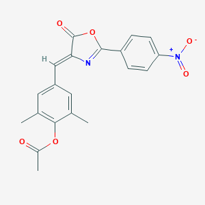 molecular formula C20H16N2O6 B416365 4-[(2-{4-nitrophenyl}-5-oxo-1,3-oxazol-4(5H)-ylidene)methyl]-2,6-dimethylphenyl acetate 