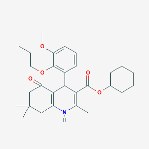 molecular formula C29H39NO5 B4163680 cyclohexyl 4-(3-methoxy-2-propoxyphenyl)-2,7,7-trimethyl-5-oxo-1,4,5,6,7,8-hexahydro-3-quinolinecarboxylate 
