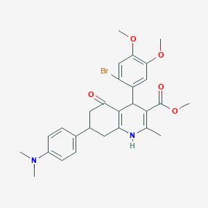 molecular formula C28H31BrN2O5 B4163687 methyl 4-(2-bromo-4,5-dimethoxyphenyl)-7-[4-(dimethylamino)phenyl]-2-methyl-5-oxo-1,4,5,6,7,8-hexahydro-3-quinolinecarboxylate 