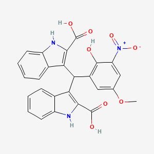 3,3'-[(2-hydroxy-5-methoxy-3-nitrophenyl)methylene]bis(1H-indole-2-carboxylic acid)