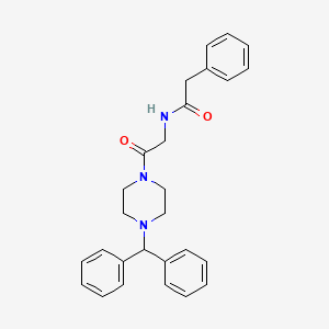 molecular formula C27H29N3O2 B4163733 N-{2-[4-(diphenylmethyl)-1-piperazinyl]-2-oxoethyl}-2-phenylacetamide 