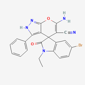molecular formula C22H16BrN5O2 B4163768 6'-amino-5-bromo-1-ethyl-2-oxo-3'-phenyl-1,2-dihydro-1'H-spiro[indole-3,4'-pyrano[2,3-c]pyrazole]-5'-carbonitrile 