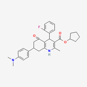 molecular formula C30H33FN2O3 B4163785 cyclopentyl 7-[4-(dimethylamino)phenyl]-4-(2-fluorophenyl)-2-methyl-5-oxo-1,4,5,6,7,8-hexahydro-3-quinolinecarboxylate 