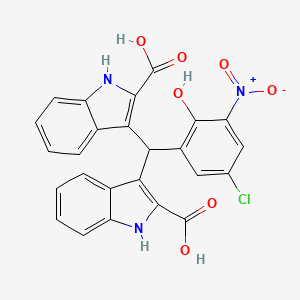 3,3'-[(5-chloro-2-hydroxy-3-nitrophenyl)methylene]bis(1H-indole-2-carboxylic acid)