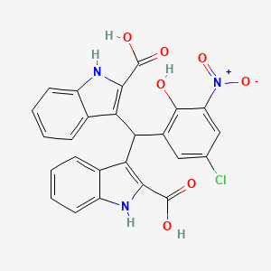 molecular formula C25H16ClN3O7 B4163793 3,3'-[(5-chloro-2-hydroxy-3-nitrophenyl)methylene]bis(1H-indole-2-carboxylic acid) 