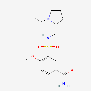 molecular formula C15H23N3O4S B4163817 3-({[(1-ethyl-2-pyrrolidinyl)methyl]amino}sulfonyl)-4-methoxybenzamide 