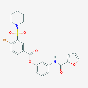 molecular formula C23H21BrN2O6S B416382 4-Bromo-3-(piperidine-1-sulfonyl)-benzoic acid 3-[(furan-2-carbonyl)-amino]-phenyl ester 