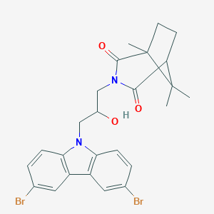 molecular formula C25H26Br2N2O3 B416384 3-[3-(3,6-dibromo-9H-carbazol-9-yl)-2-hydroxypropyl]-1,8,8-trimethyl-3-azabicyclo[3.2.1]octane-2,4-dione 