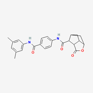 molecular formula C24H24N2O4 B4163878 N-(4-{[(3,5-dimethylphenyl)amino]carbonyl}phenyl)-5-oxo-4-oxatricyclo[4.2.1.0~3,7~]nonane-9-carboxamide 