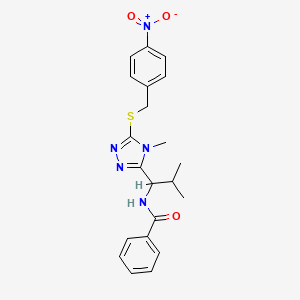 molecular formula C21H23N5O3S B4163899 N-(2-methyl-1-{4-methyl-5-[(4-nitrobenzyl)thio]-4H-1,2,4-triazol-3-yl}propyl)benzamide 