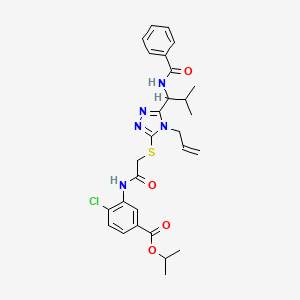 molecular formula C28H32ClN5O4S B4163936 isopropyl 3-{[({4-allyl-5-[1-(benzoylamino)-2-methylpropyl]-4H-1,2,4-triazol-3-yl}thio)acetyl]amino}-4-chlorobenzoate 