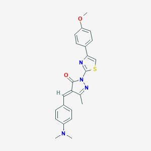 molecular formula C23H22N4O2S B416399 4-[4-(dimethylamino)benzylidene]-2-[4-(4-methoxyphenyl)-1,3-thiazol-2-yl]-5-methyl-2,4-dihydro-3H-pyrazol-3-one 