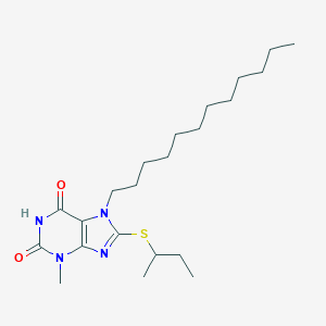 molecular formula C22H38N4O2S B416402 8-(sec-butylsulfanyl)-7-dodecyl-3-methyl-3,7-dihydro-1H-purine-2,6-dione CAS No. 329704-07-6