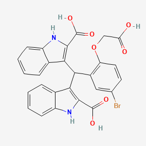 3,3'-{[5-bromo-2-(carboxymethoxy)phenyl]methylene}bis(1H-indole-2-carboxylic acid)