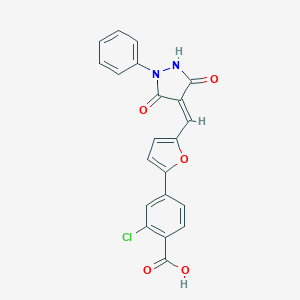 2-Chloro-4-{5-[(3,5-dioxo-1-phenyl-4-pyrazolidinylidene)methyl]-2-furyl}benzoic acid