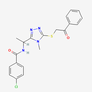 4-chloro-N-(1-{4-methyl-5-[(2-oxo-2-phenylethyl)thio]-4H-1,2,4-triazol-3-yl}ethyl)benzamide