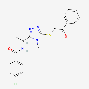 molecular formula C20H19ClN4O2S B4164127 4-chloro-N-(1-{4-methyl-5-[(2-oxo-2-phenylethyl)thio]-4H-1,2,4-triazol-3-yl}ethyl)benzamide 