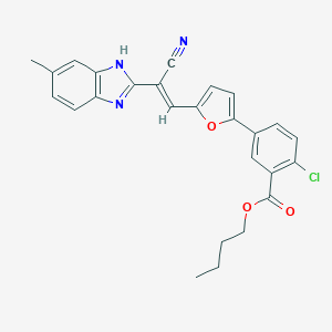 molecular formula C26H22ClN3O3 B416413 butyl 2-chloro-5-{5-[2-cyano-2-(6-methyl-1H-benzimidazol-2-yl)vinyl]-2-furyl}benzoate 