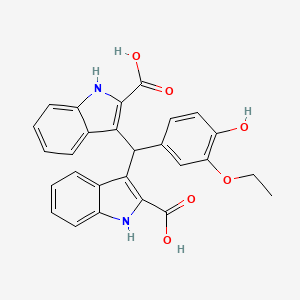 molecular formula C27H22N2O6 B4164169 3,3'-[(3-ethoxy-4-hydroxyphenyl)methylene]bis(1H-indole-2-carboxylic acid) 