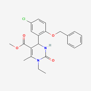 molecular formula C22H23ClN2O4 B4164189 methyl 4-[2-(benzyloxy)-5-chlorophenyl]-1-ethyl-6-methyl-2-oxo-1,2,3,4-tetrahydro-5-pyrimidinecarboxylate 