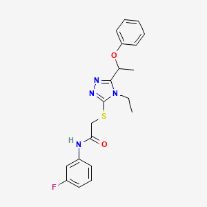 molecular formula C20H21FN4O2S B4164200 2-{[4-ethyl-5-(1-phenoxyethyl)-4H-1,2,4-triazol-3-yl]thio}-N-(3-fluorophenyl)acetamide 