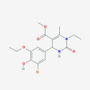 molecular formula C17H21BrN2O5 B4164220 methyl 4-(3-bromo-5-ethoxy-4-hydroxyphenyl)-1-ethyl-6-methyl-2-oxo-1,2,3,4-tetrahydro-5-pyrimidinecarboxylate 