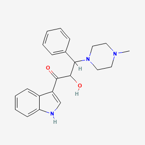molecular formula C22H25N3O2 B4164227 2-hydroxy-1-(1H-indol-3-yl)-3-(4-methyl-1-piperazinyl)-3-phenyl-1-propanone 