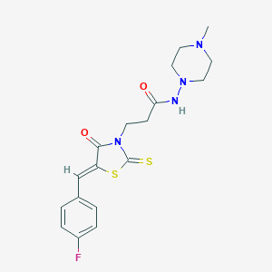 3-[5-(4-fluorobenzylidene)-4-oxo-2-thioxo-1,3-thiazolidin-3-yl]-N-(4-methyl-1-piperazinyl)propanamide