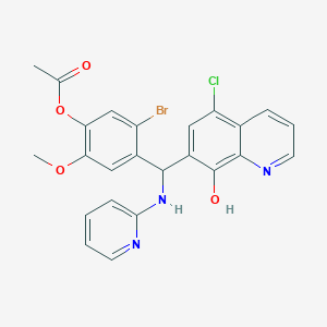 molecular formula C24H19BrClN3O4 B4164237 5-bromo-4-[(5-chloro-8-hydroxy-7-quinolinyl)(2-pyridinylamino)methyl]-2-methoxyphenyl acetate 