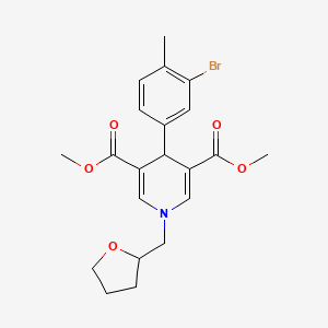 molecular formula C21H24BrNO5 B4164239 dimethyl 4-(3-bromo-4-methylphenyl)-1-(tetrahydro-2-furanylmethyl)-1,4-dihydro-3,5-pyridinedicarboxylate 