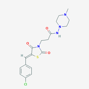 molecular formula C18H21ClN4O3S B416424 3-[5-(4-chlorobenzylidene)-2,4-dioxo-1,3-thiazolidin-3-yl]-N-(4-methyl-1-piperazinyl)propanamide 