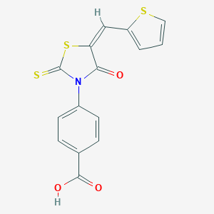molecular formula C15H9NO3S3 B416425 4-[4-Oxo-5-(2-thienylmethylene)-2-thioxo-1,3-thiazolidin-3-yl]benzoic acid 