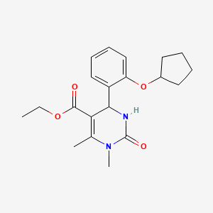 molecular formula C20H26N2O4 B4164310 ethyl 4-[2-(cyclopentyloxy)phenyl]-1,6-dimethyl-2-oxo-1,2,3,4-tetrahydro-5-pyrimidinecarboxylate 