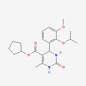 molecular formula C21H28N2O5 B4164313 cyclopentyl 4-(2-isopropoxy-3-methoxyphenyl)-6-methyl-2-oxo-1,2,3,4-tetrahydro-5-pyrimidinecarboxylate 