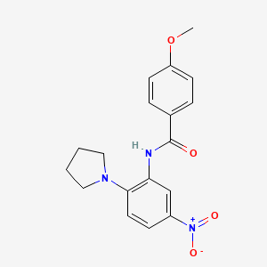 molecular formula C18H19N3O4 B4164332 4-methoxy-N-[5-nitro-2-(1-pyrrolidinyl)phenyl]benzamide 