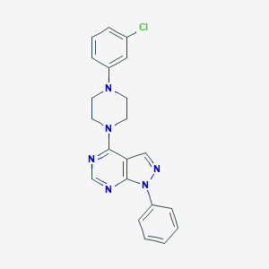 molecular formula C21H19ClN6 B416435 1-(3-chlorophenyl)-4-{1-phenyl-1H-pyrazolo[3,4-d]pyrimidin-4-yl}piperazine CAS No. 305337-67-1