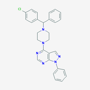 4-[4-[(4-Chlorophenyl)-phenyl-methyl]piperazin-1-yl]-1-phenyl-pyrazolo[3,4-d]pyrimidine