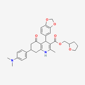 molecular formula C31H34N2O6 B4164365 tetrahydro-2-furanylmethyl 4-(1,3-benzodioxol-5-yl)-7-[4-(dimethylamino)phenyl]-2-methyl-5-oxo-1,4,5,6,7,8-hexahydro-3-quinolinecarboxylate 