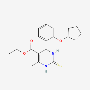 molecular formula C19H24N2O3S B4164371 ethyl 4-[2-(cyclopentyloxy)phenyl]-6-methyl-2-thioxo-1,2,3,4-tetrahydro-5-pyrimidinecarboxylate 