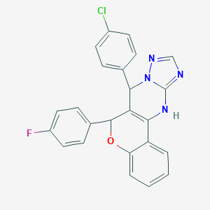 molecular formula C24H16ClFN4O B416439 7-(4-chlorophenyl)-6-(4-fluorophenyl)-7,12-dihydro-6H-chromeno[4,3-d][1,2,4]triazolo[1,5-a]pyrimidine 