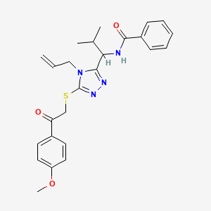 molecular formula C25H28N4O3S B4164456 N-[1-(4-allyl-5-{[2-(4-methoxyphenyl)-2-oxoethyl]thio}-4H-1,2,4-triazol-3-yl)-2-methylpropyl]benzamide 