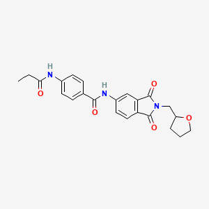 molecular formula C23H23N3O5 B4164506 N-[1,3-dioxo-2-(tetrahydro-2-furanylmethyl)-2,3-dihydro-1H-isoindol-5-yl]-4-(propionylamino)benzamide 