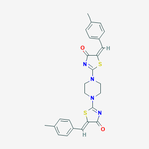 molecular formula C26H24N4O2S2 B416454 5-(4-methylbenzylidene)-2-{4-[5-(4-methylbenzylidene)-4-oxo-4,5-dihydro-1,3-thiazol-2-yl]-1-piperazinyl}-1,3-thiazol-4(5H)-one 