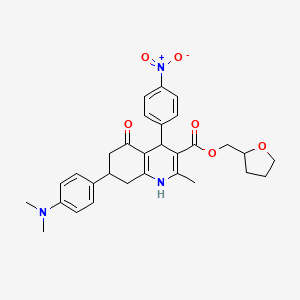 molecular formula C30H33N3O6 B4164692 tetrahydro-2-furanylmethyl 7-[4-(dimethylamino)phenyl]-2-methyl-4-(4-nitrophenyl)-5-oxo-1,4,5,6,7,8-hexahydro-3-quinolinecarboxylate 