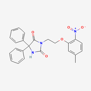 molecular formula C24H21N3O5 B4164695 3-[2-(5-methyl-2-nitrophenoxy)ethyl]-5,5-diphenyl-2,4-imidazolidinedione 