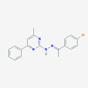 molecular formula C19H17BrN4 B416472 1-(4-Bromophenyl)ethanone (4-methyl-6-phenyl-2-pyrimidinyl)hydrazone 