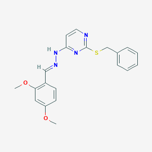 molecular formula C20H20N4O2S B416473 2,4-Dimethoxybenzaldehyde [2-(benzylsulfanyl)-4-pyrimidinyl]hydrazone 