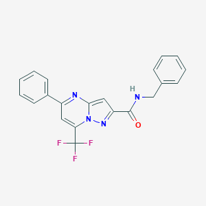 molecular formula C21H15F3N4O B416474 N-benzyl-5-phenyl-7-(trifluoromethyl)pyrazolo[1,5-a]pyrimidine-2-carboxamide 